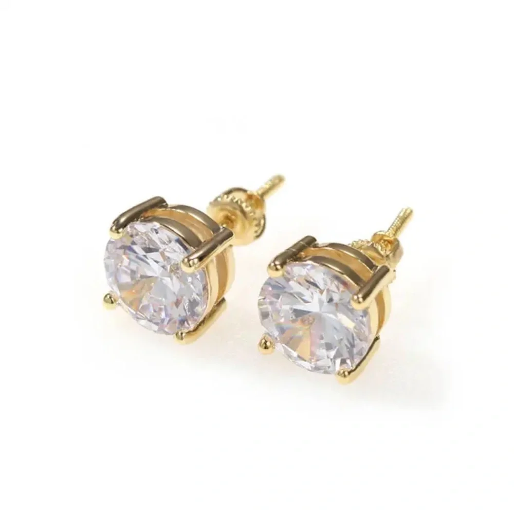 8MM Round Zircon Diamond 925 Silver Ear Stud